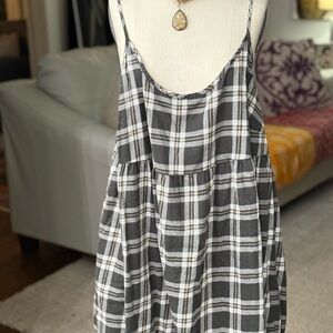 Rich Brown and White Plaid Dress